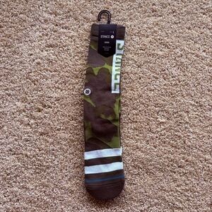 Stance Men's Camouflage Crew Socks in Olive, Brown & White Large